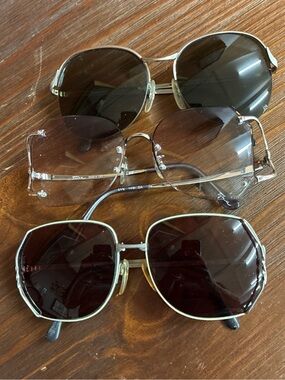 Women's Gold Frame Dark Brown Lens Sunglasses